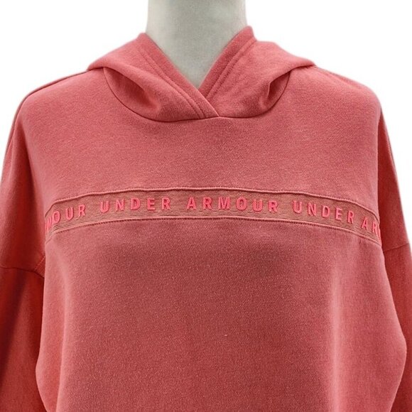 NWT Under Armour Loose Semi-Crop Pink Hoodie Sweatshirt Womens Small - Picture 5 of 10